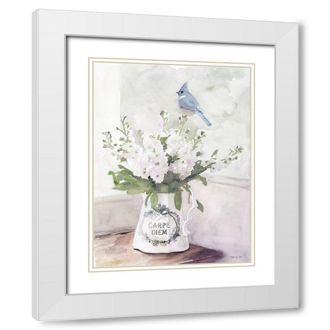 Parisian Pot 3 White Modern Wood Framed Art Print with Double Matting by Stellar Design Studio