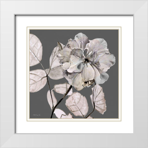 Floral in Gray 1 White Modern Wood Framed Art Print with Double Matting by Stellar Design Studio