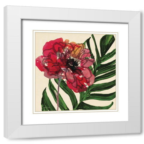 Tropical Floral 1 White Modern Wood Framed Art Print with Double Matting by Stellar Design Studio