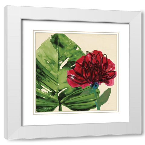 Tropical Floral 2 White Modern Wood Framed Art Print with Double Matting by Stellar Design Studio