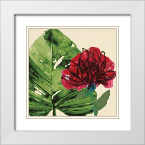 Tropical Floral 2 White Modern Wood Framed Art Print with Double Matting by Stellar Design Studio