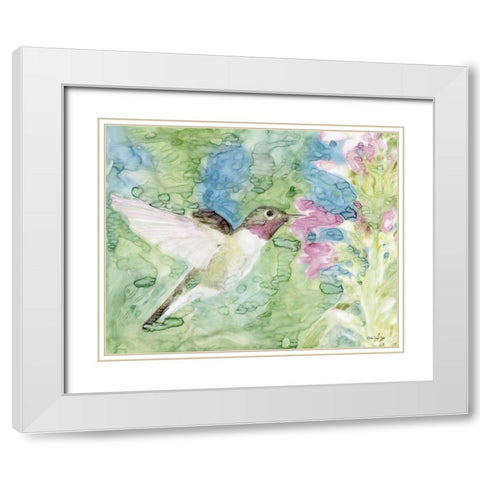 Hummingbird 1 White Modern Wood Framed Art Print with Double Matting by Stellar Design Studio
