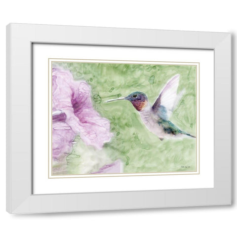 Hummingbird 2 White Modern Wood Framed Art Print with Double Matting by Stellar Design Studio