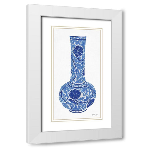 Blue and White Vase 1 White Modern Wood Framed Art Print with Double Matting by Stellar Design Studio