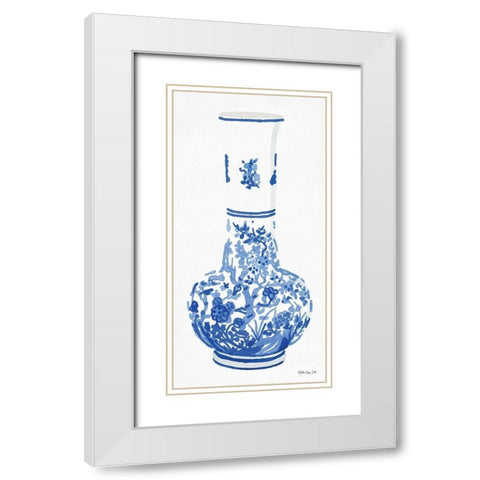 Blue and White Vase 2 White Modern Wood Framed Art Print with Double Matting by Stellar Design Studio