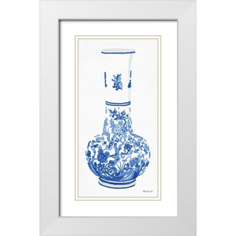 Blue and White Vase 2 White Modern Wood Framed Art Print with Double Matting by Stellar Design Studio