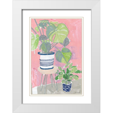 Potted Still Life White Modern Wood Framed Art Print with Double Matting by Stellar Design Studio