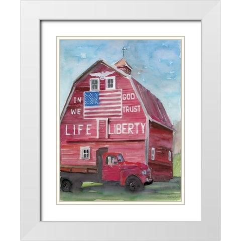 Life and Liberty Barn White Modern Wood Framed Art Print with Double Matting by Stellar Design Studio