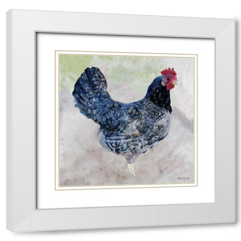 Rooster 1 White Modern Wood Framed Art Print with Double Matting by Stellar Design Studio