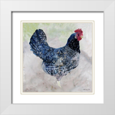 Rooster 1 White Modern Wood Framed Art Print with Double Matting by Stellar Design Studio