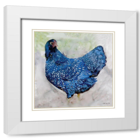 Rooster 2 White Modern Wood Framed Art Print with Double Matting by Stellar Design Studio