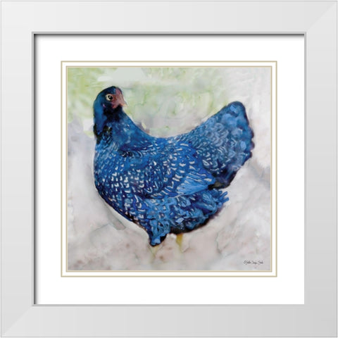 Rooster 2 White Modern Wood Framed Art Print with Double Matting by Stellar Design Studio