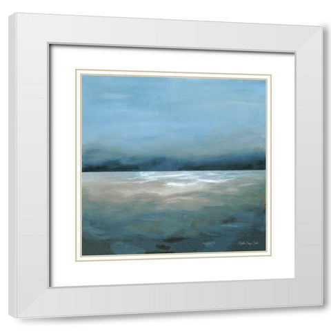 Dark Seascape White Modern Wood Framed Art Print with Double Matting by Stellar Design Studio