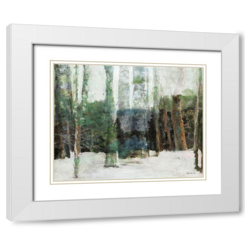 Winter Forest White Modern Wood Framed Art Print with Double Matting by Stellar Design Studio