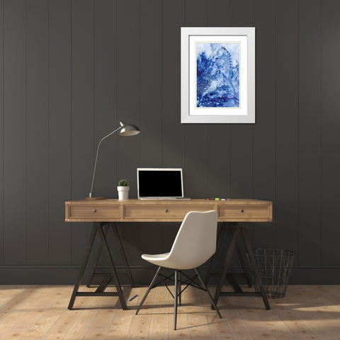 Ocean Blue Seahorse White Modern Wood Framed Art Print with Double Matting by Stellar Design Studio