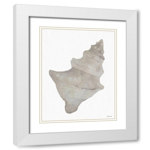 Neutral Shell 1 White Modern Wood Framed Art Print with Double Matting by Stellar Design Studio