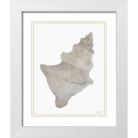 Neutral Shell 1 White Modern Wood Framed Art Print with Double Matting by Stellar Design Studio