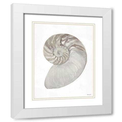 Neutral Shell 2 White Modern Wood Framed Art Print with Double Matting by Stellar Design Studio