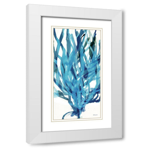 Soft Seagrass in Blue 2   White Modern Wood Framed Art Print with Double Matting by Stellar Design Studio