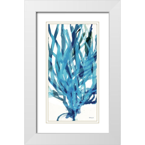 Soft Seagrass in Blue 2   White Modern Wood Framed Art Print with Double Matting by Stellar Design Studio