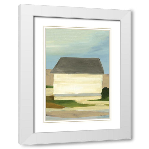 Seaside Cottage 2 White Modern Wood Framed Art Print with Double Matting by Stellar Design Studio