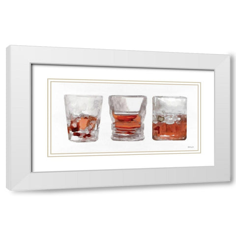 Bourbon Glasses 1 White Modern Wood Framed Art Print with Double Matting by Stellar Design Studio