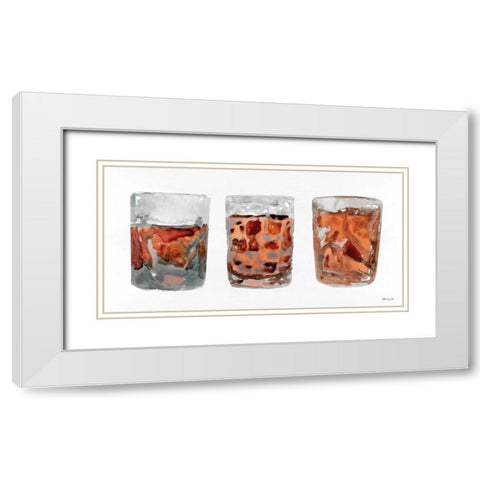 Bourbon Glasses 2 White Modern Wood Framed Art Print with Double Matting by Stellar Design Studio