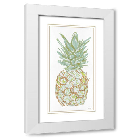 Sketchy Pineapple 2 White Modern Wood Framed Art Print with Double Matting by Stellar Design Studio