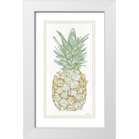 Sketchy Pineapple 2 White Modern Wood Framed Art Print with Double Matting by Stellar Design Studio