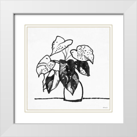 Urn with Plant White Modern Wood Framed Art Print with Double Matting by Stellar Design Studio