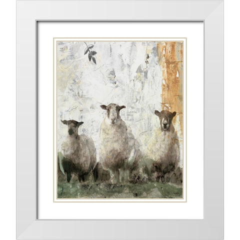 Three Sheep White Modern Wood Framed Art Print with Double Matting by Stellar Design Studio