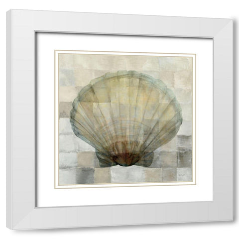 Scallop Shell White Modern Wood Framed Art Print with Double Matting by Stellar Design Studio