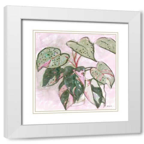 Pokadot Plant White Modern Wood Framed Art Print with Double Matting by Stellar Design Studio