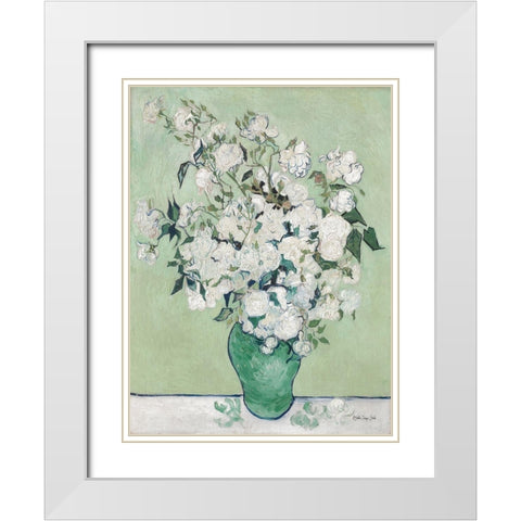 Vase in Green White Modern Wood Framed Art Print with Double Matting by Stellar Design Studio