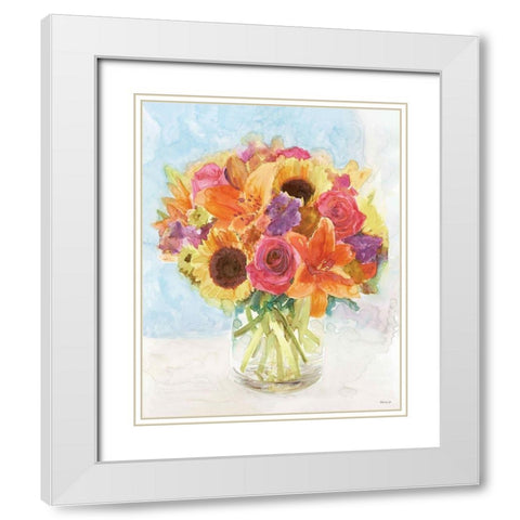 Vase with Flowers I White Modern Wood Framed Art Print with Double Matting by Stellar Design Studio