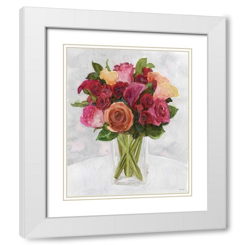 Vase with Flowers II White Modern Wood Framed Art Print with Double Matting by Stellar Design Studio