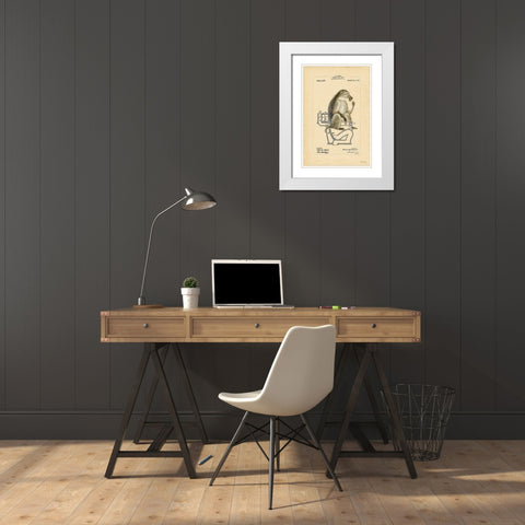 Monkey in Bowl White Modern Wood Framed Art Print with Double Matting by Stellar Design Studio