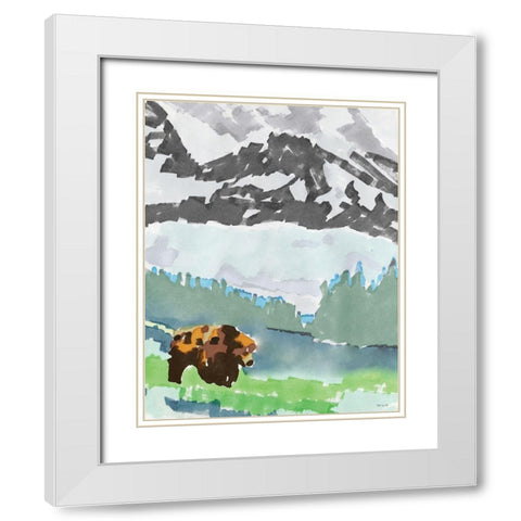 Mountain Grizzly 1    White Modern Wood Framed Art Print with Double Matting by Stellar Design Studio