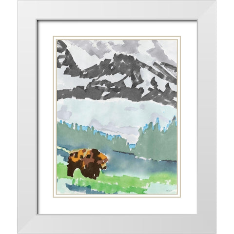 Mountain Grizzly 1    White Modern Wood Framed Art Print with Double Matting by Stellar Design Studio