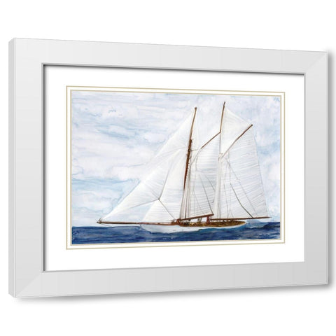 Sailing White Modern Wood Framed Art Print with Double Matting by Stellar Design Studio