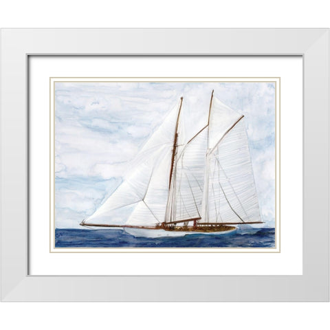 Sailing White Modern Wood Framed Art Print with Double Matting by Stellar Design Studio