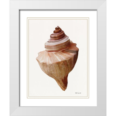 Neutral Shell Collection 4 White Modern Wood Framed Art Print with Double Matting by Stellar Design Studio