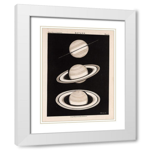 Saturn White Modern Wood Framed Art Print with Double Matting by Stellar Design Studio