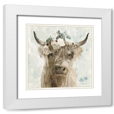 Cow and Crown II White Modern Wood Framed Art Print with Double Matting by Stellar Design Studio