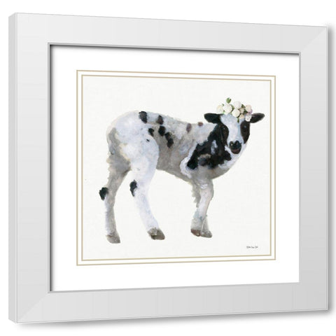 Ella Mae White Modern Wood Framed Art Print with Double Matting by Stellar Design Studio