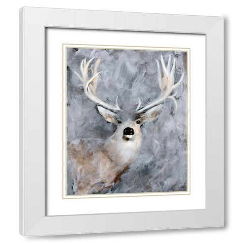 Big Buck II White Modern Wood Framed Art Print with Double Matting by Stellar Design Studio