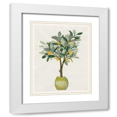 Lemon Tree III White Modern Wood Framed Art Print with Double Matting by Stellar Design Studio