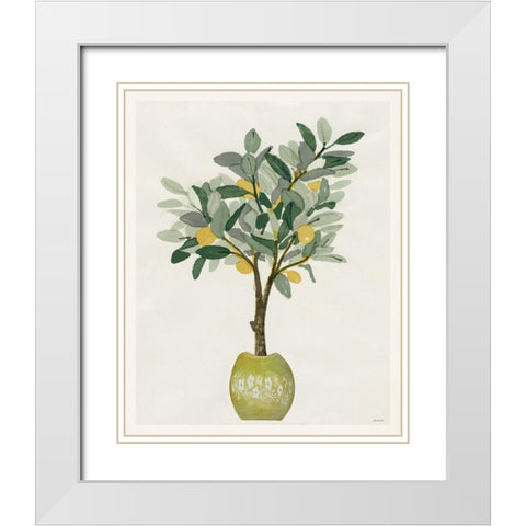 Lemon Tree III White Modern Wood Framed Art Print with Double Matting by Stellar Design Studio