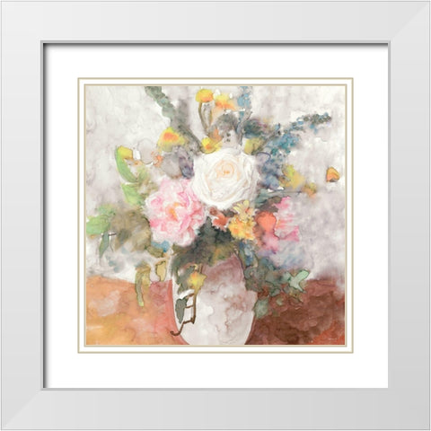 Table Bouquet 2 White Modern Wood Framed Art Print with Double Matting by Stellar Designs Studio