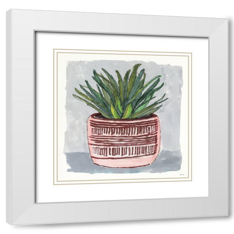 Potted Agave I White Modern Wood Framed Art Print with Double Matting by Stellar Designs Studio